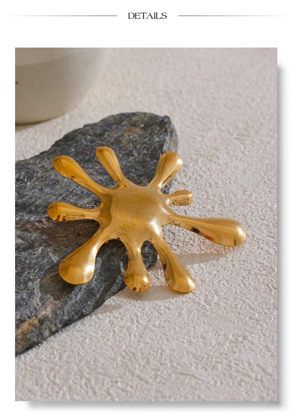 2pcs Modern Abstract Splash Brooch Pin Set Gold Silver Stainless Steel Art