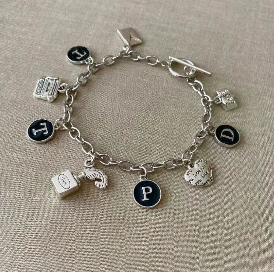  The Tortured Poets  Inspired Antique Silver Charm Bracelet Great Quality 