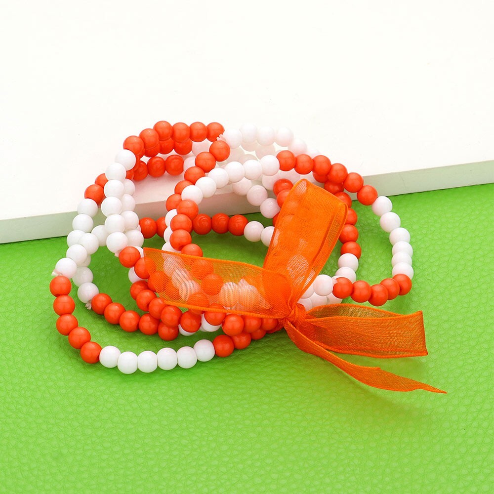 6PCS Colorful Beaded Stretch Bracelets Set for Women Men Layered Fashion Jewelry