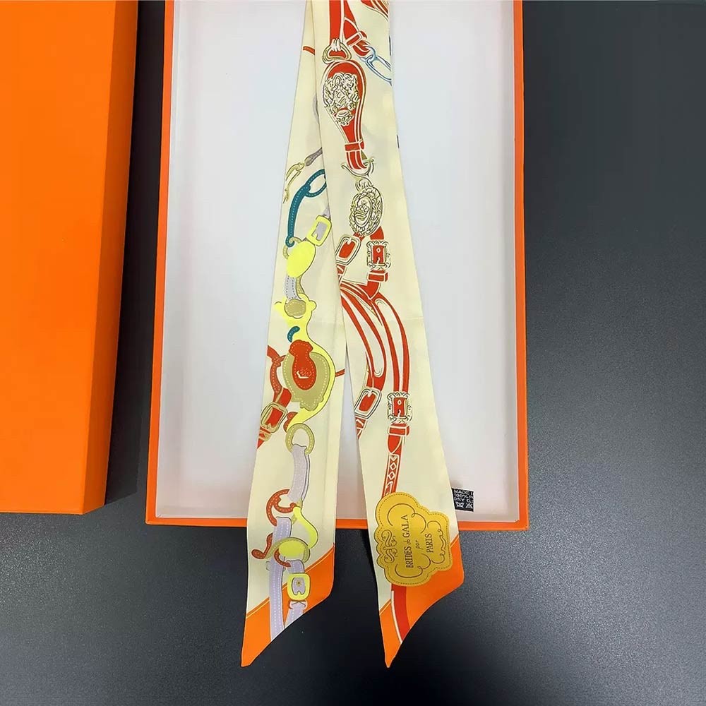 2pcs Brides de Gala Silk Twilly Scarf Set - Colorful Two Piece Skinny Scarf