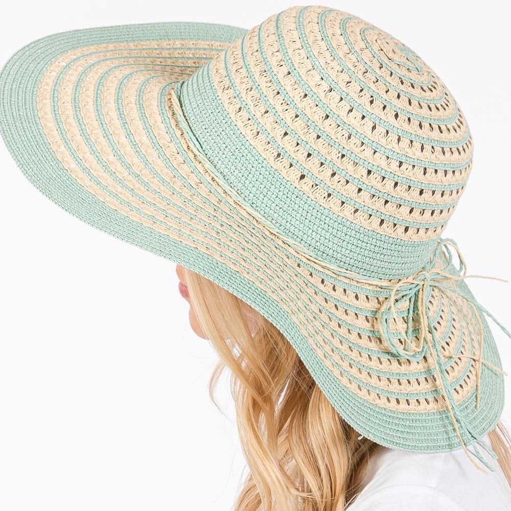 Striped Wide Brim Floppy Sun Hat Women’s Summer Beach Hat UV Protection Foldable