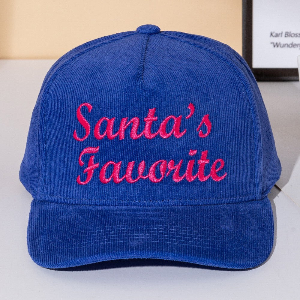 Christmas Corduroy Hat Santa’s Favorite Blue Snapback Festive Gift Idea