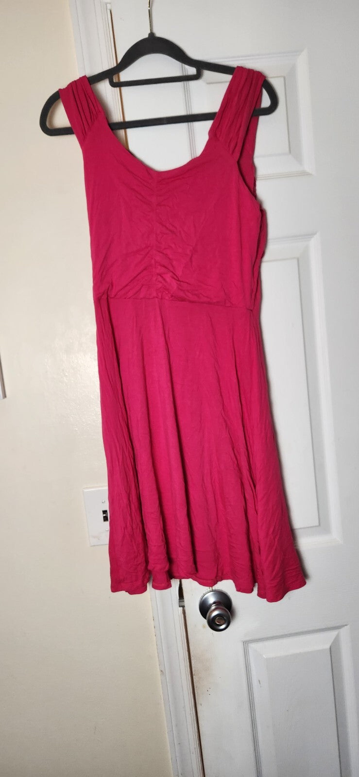 Women's Pink Midi Dress Sleeveless Hot Pink Dresses for Ladies Knee High Outfit