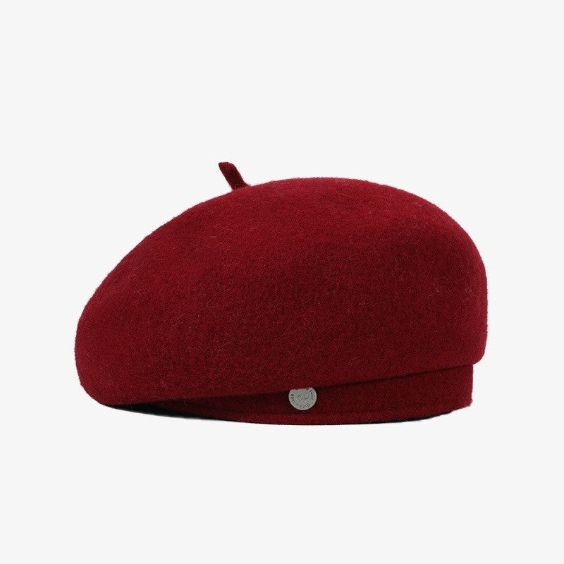 French Style Beret Cap Women Wool Blend Warm Beanie Hat Fall Winter One Size