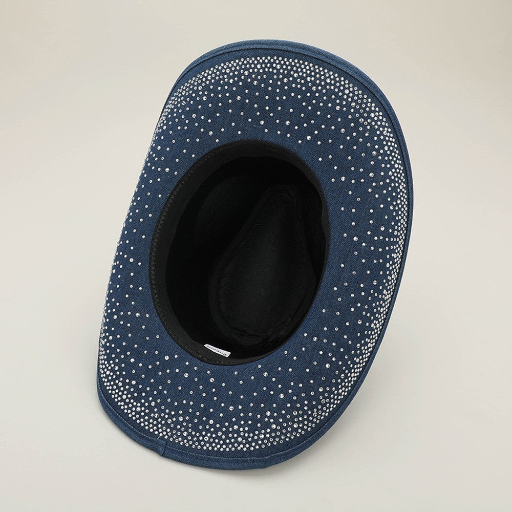 Blue Studded Cowboy Hat Western Festival Glam Denim Look