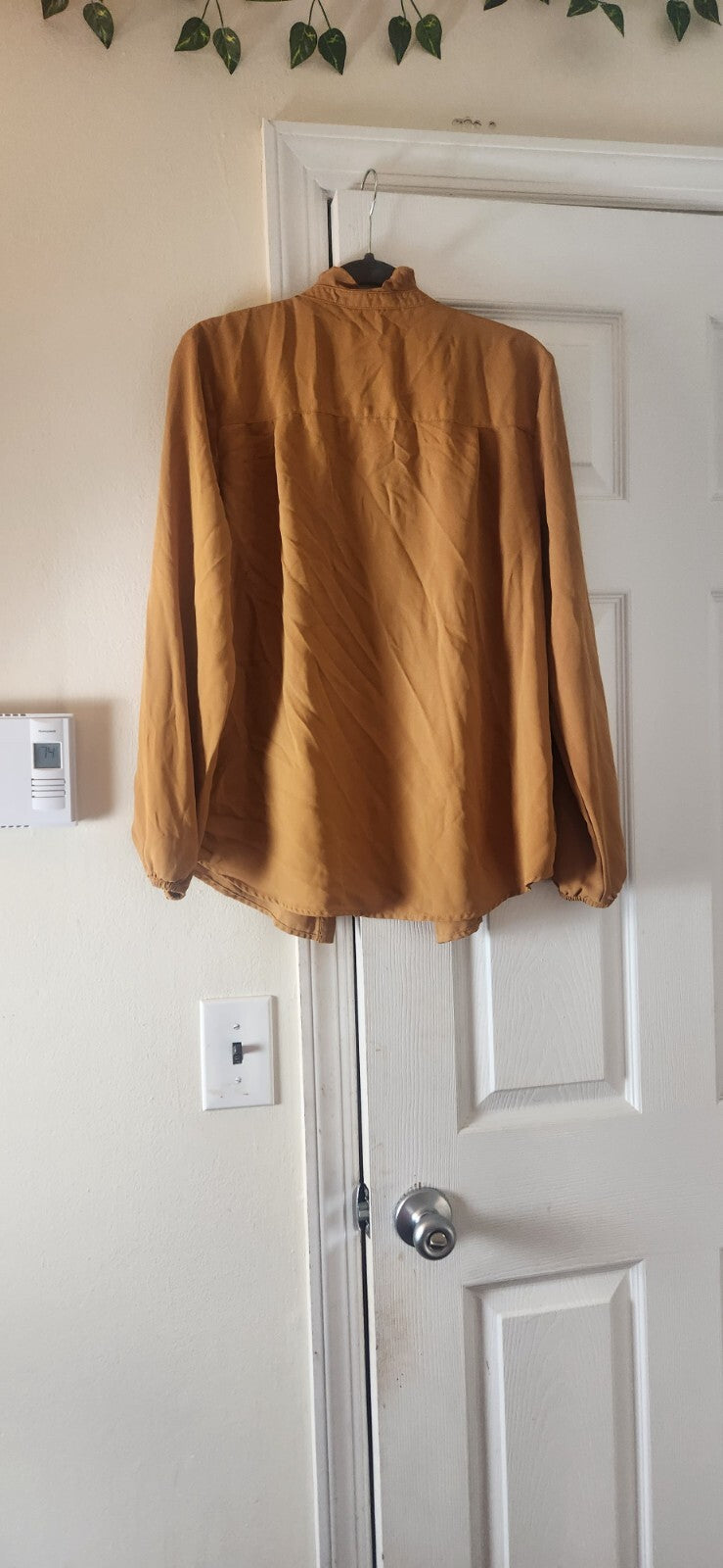 BAR III Mustard Ruffle Front Button Blouse Women’s Long Sleeve Chic Work Top