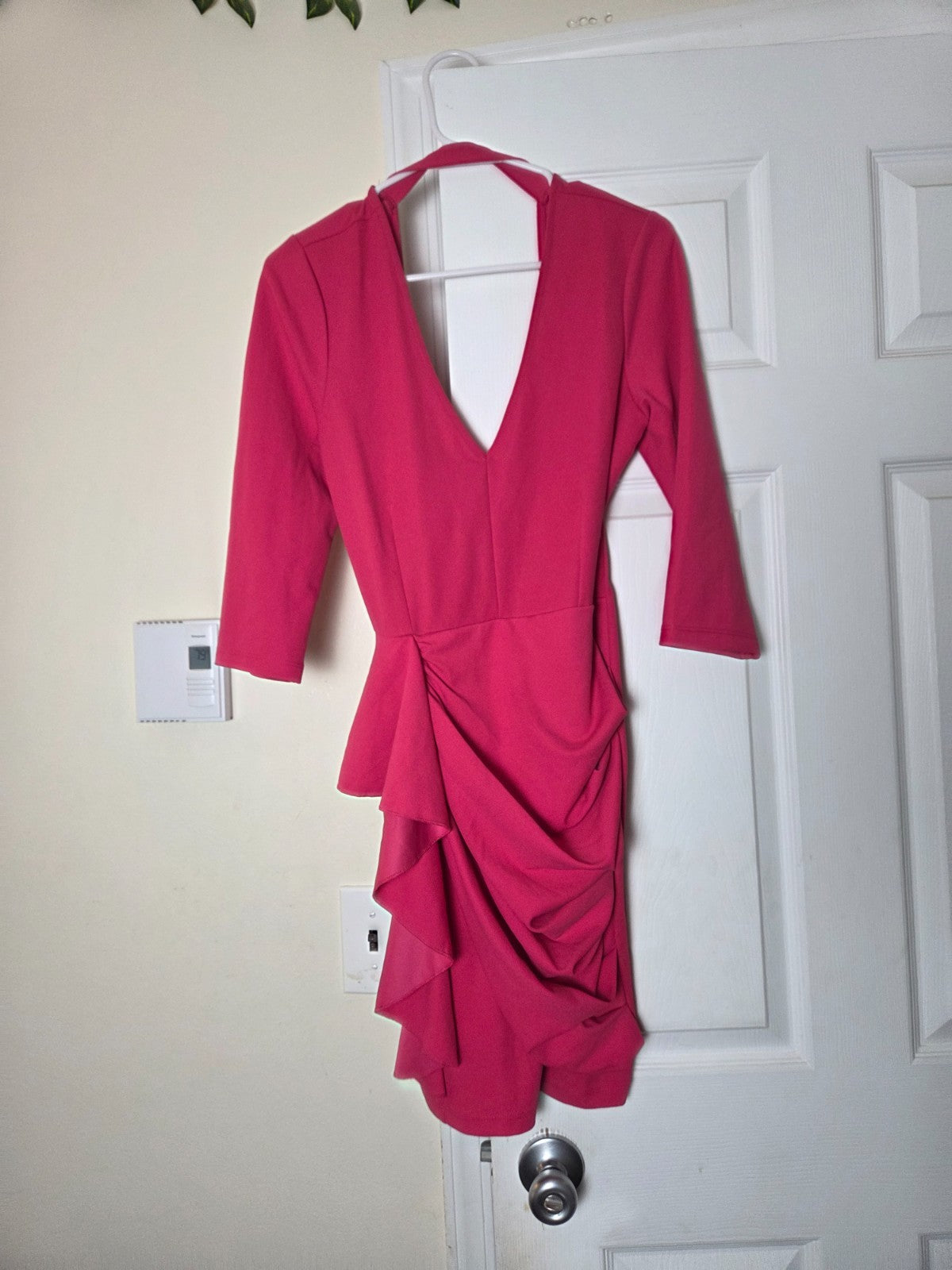 Venus Ruffled Hem Off Shoulder Dress for Women Pink Wedding Guest Dresses Medium