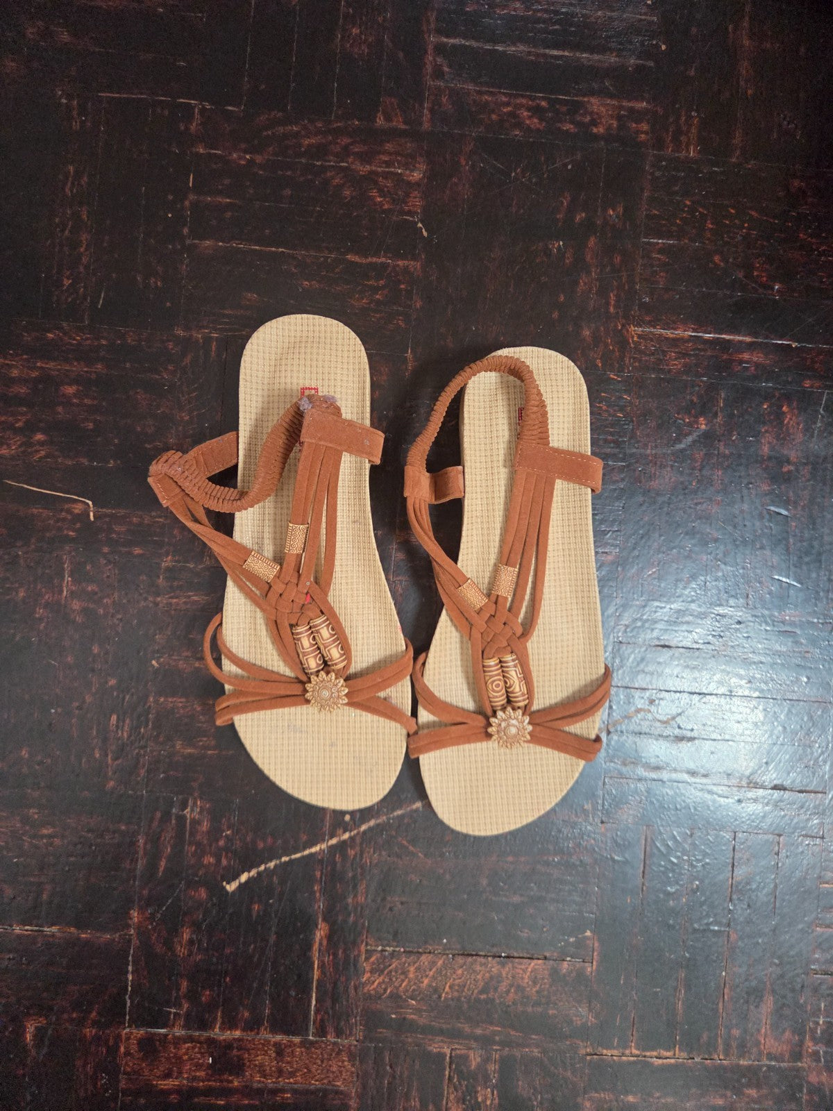 Tribal Design Summer Sandals for Women Open Toe Shoes for Ladies Size 9