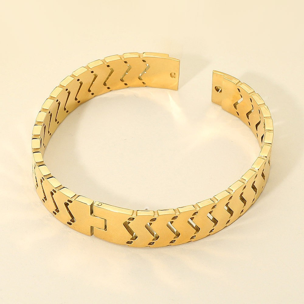 Gold Chevron Link Bracelet Men's Women's Stainless Steel V Link Jewelry Gift