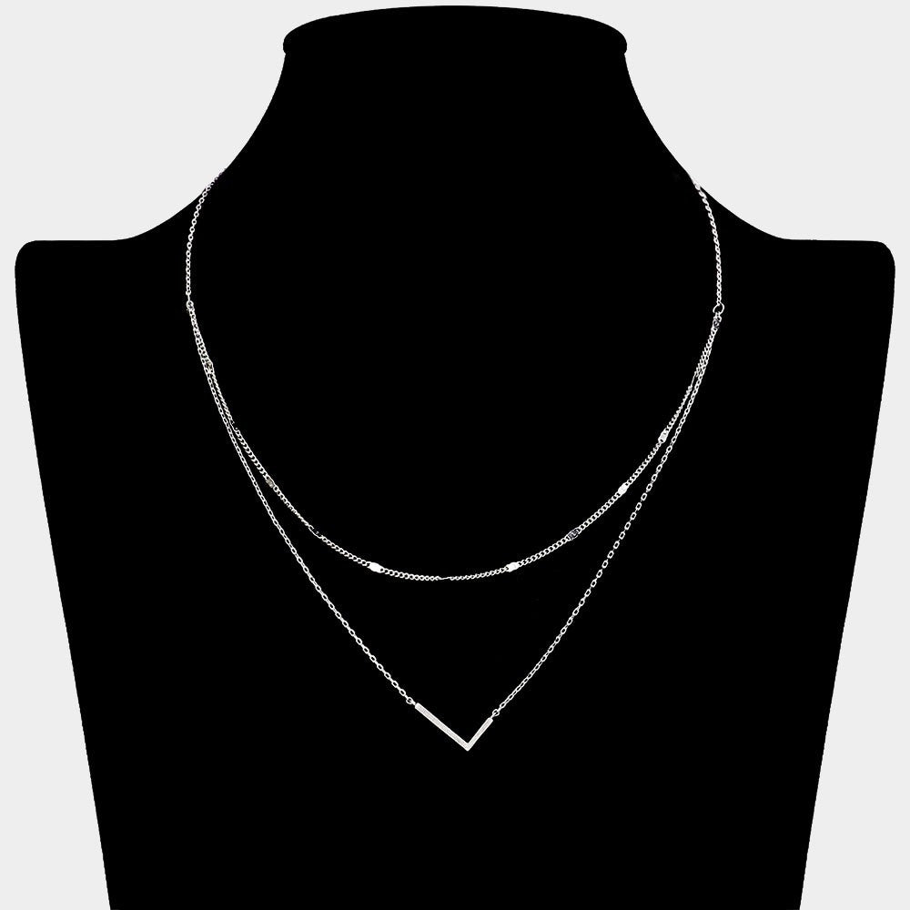 Layered Brass Necklace Letter L Pendant Minimalist Jewelry Gift Women Necklaces