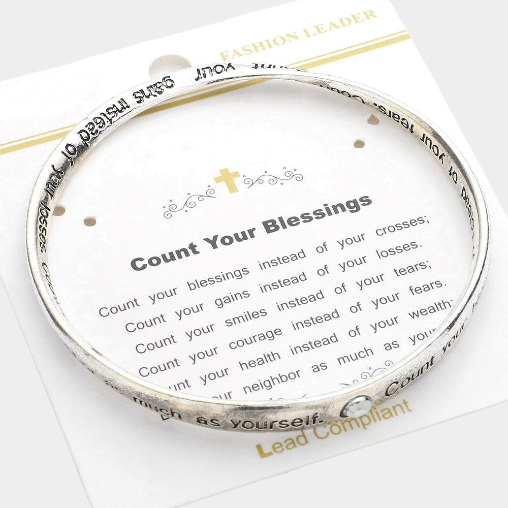 New Count Your Blessings Bangle Bracelet Inspirational Religious Jewelry Gift