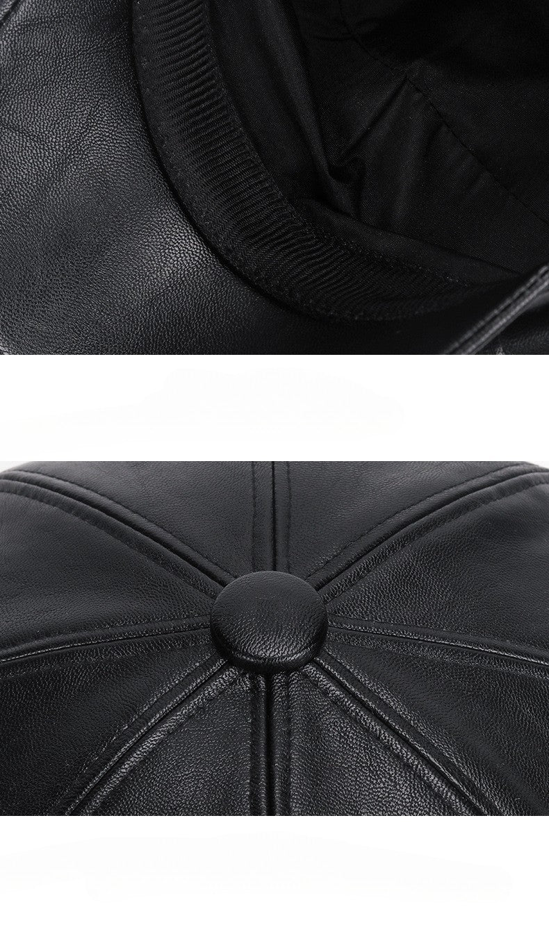Black Faux Leather Newsboy Cap Baker Boy Hat Cabbie Flat Gatsby Driving Style