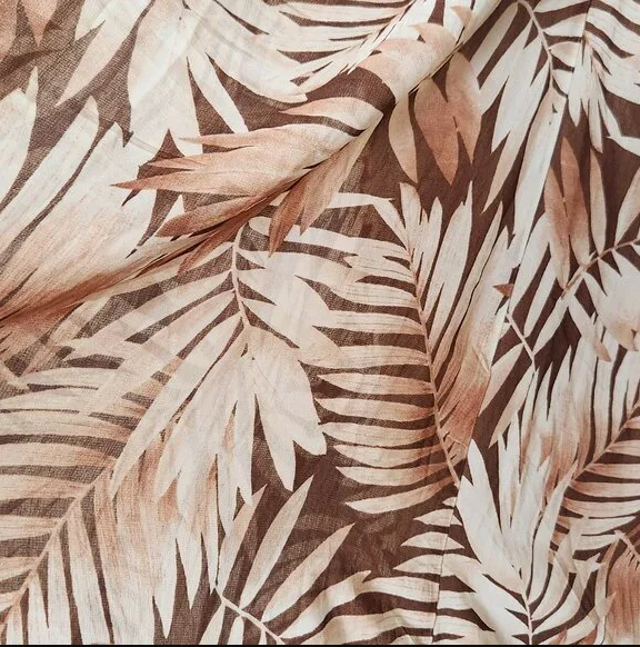 Tropical Print Sheer Maxi Dress for Women Vacation Outfit for Ladies Brown US S