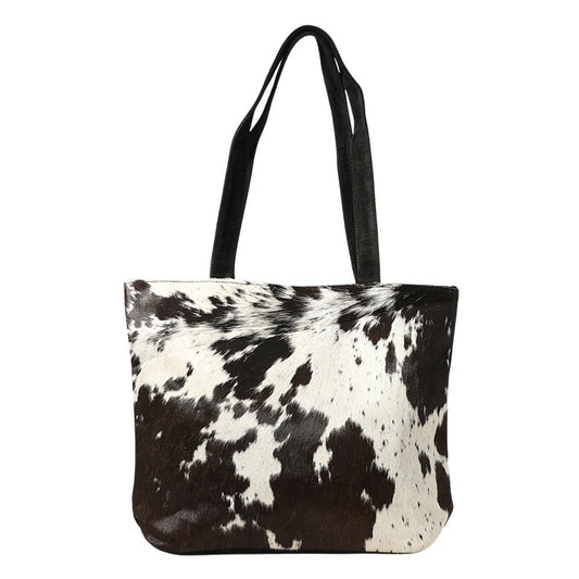 Cowhide Print Tote Bag Large Faux Fur Shoulder Handbag - Western Cow Print Purse