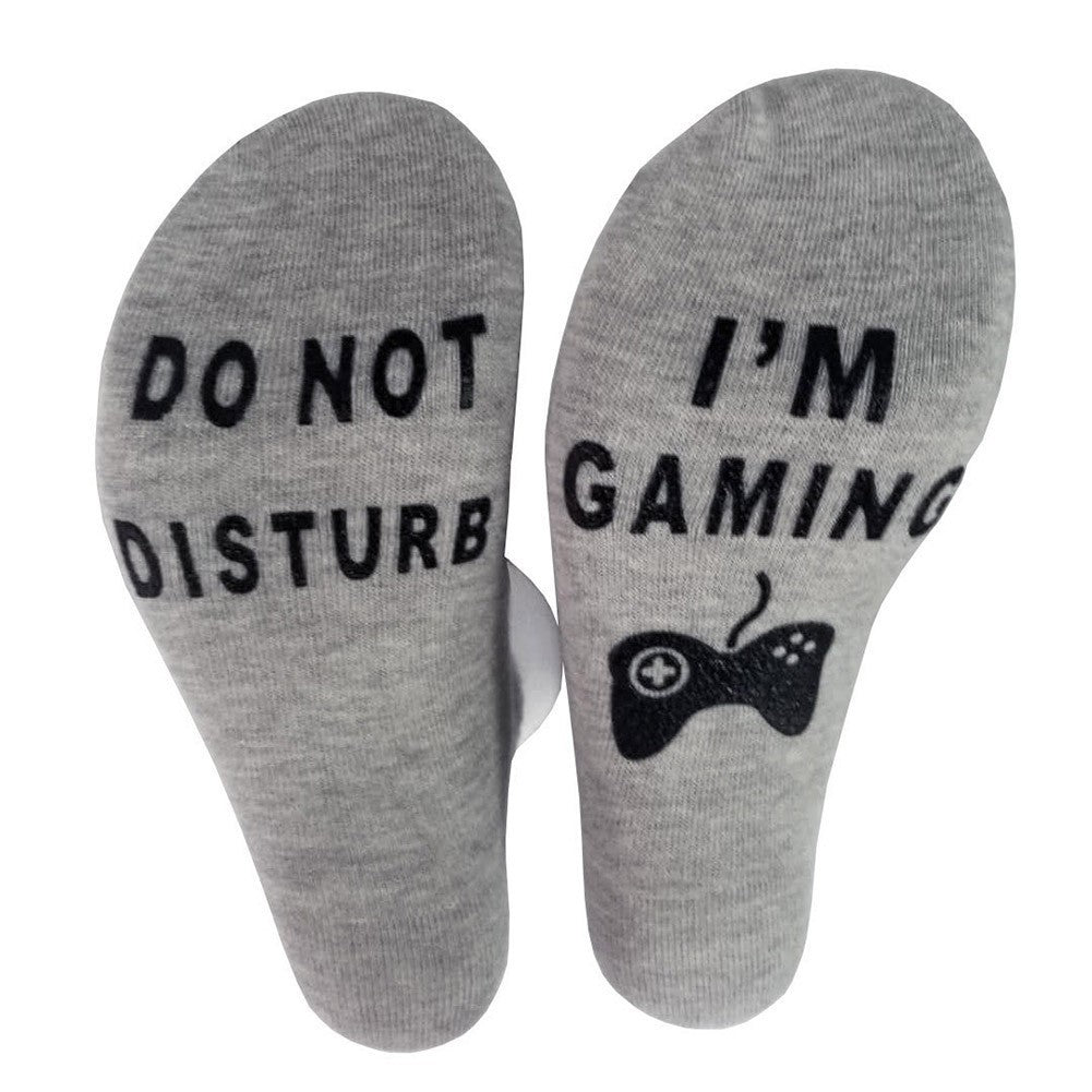 2 Pair Funny Gamer Socks Do Not Disturb I'm Gaming Novelty Gift Men Women