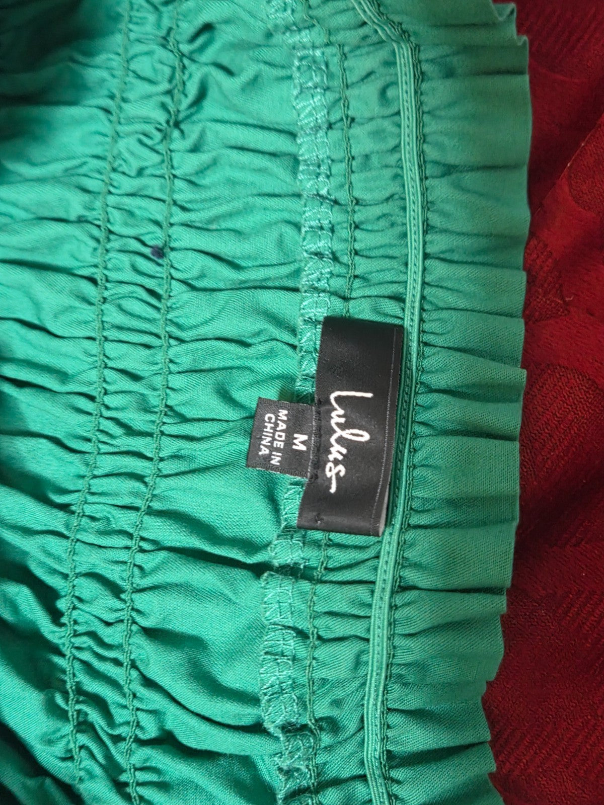 Smocked Green Crop Top for Women Medium Size  Ruffle Sleeve Summer Casual Shirt