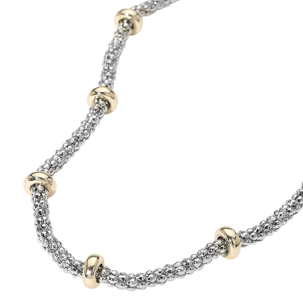 14K Gold Plated Two Tone Mesh Chain Necklace Women’s Fashion Jewelry