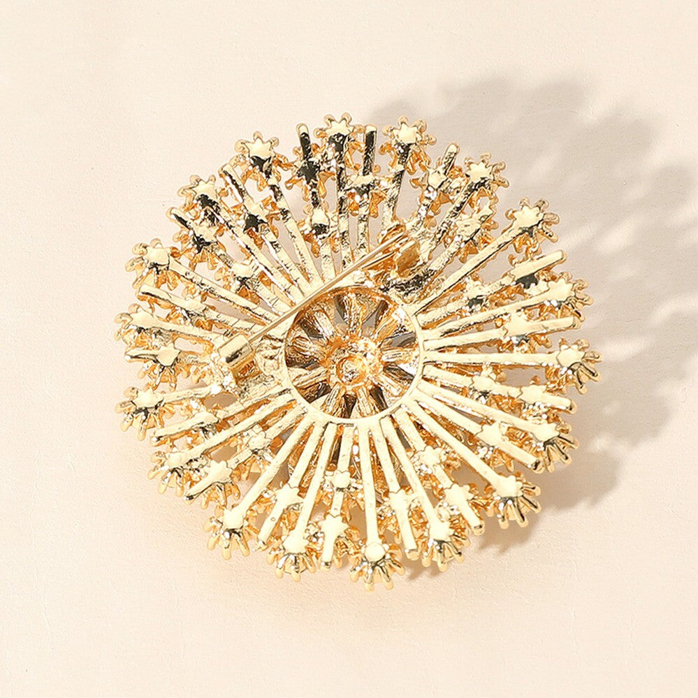 Stone Embellished Flower Brooch Pin Elegant Crystal Floral Lapel for Women