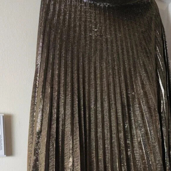 Women's Metallic Silver  A-Line Skirt Shimmer Medium Size Party Wear for Ladies