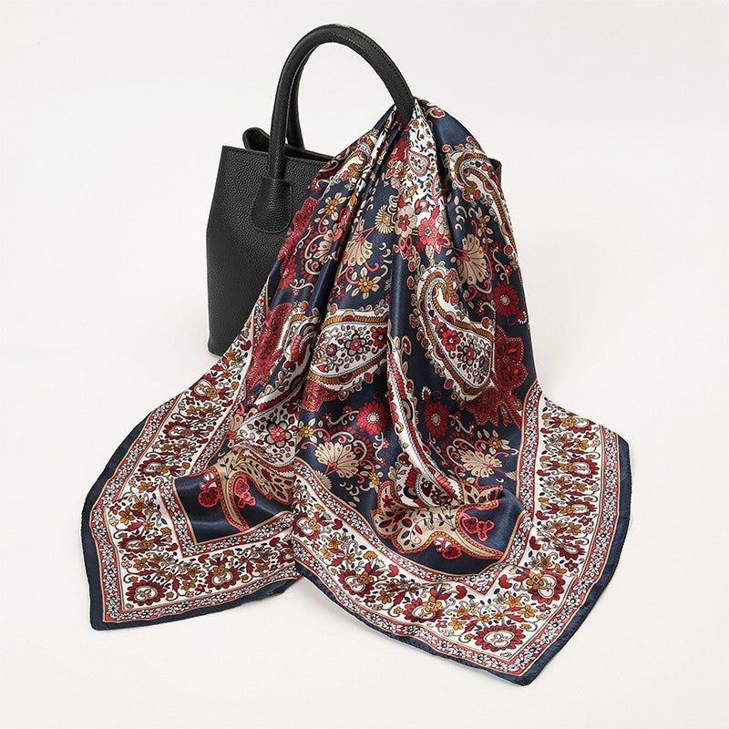 Classic Paisley Satin Scarf Large Square 35"x35" Head & Neck Wear