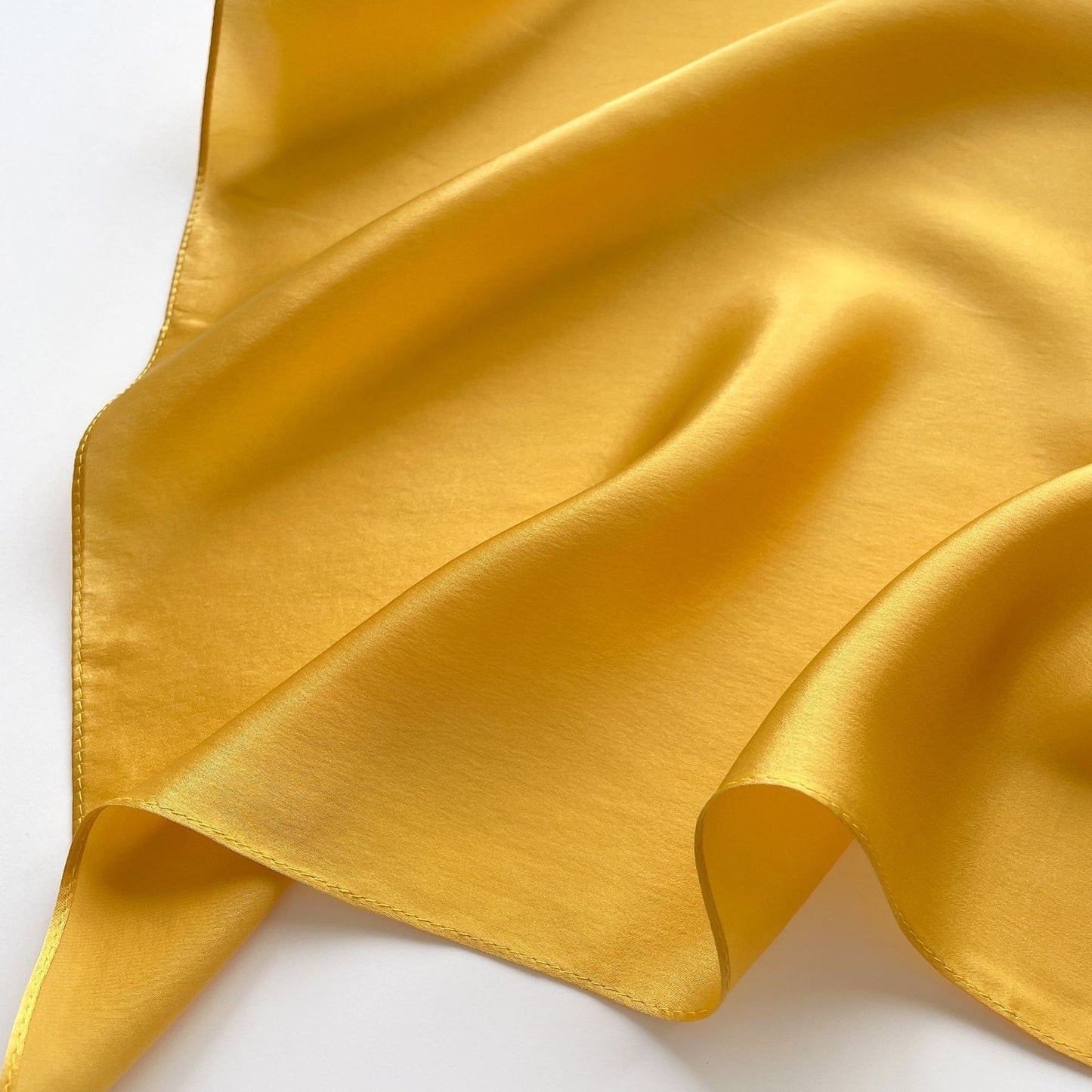 2pc Silk Feel Square Scarf Set 27x27in Black Yellow Satin Hair Wrap Neckerchief
