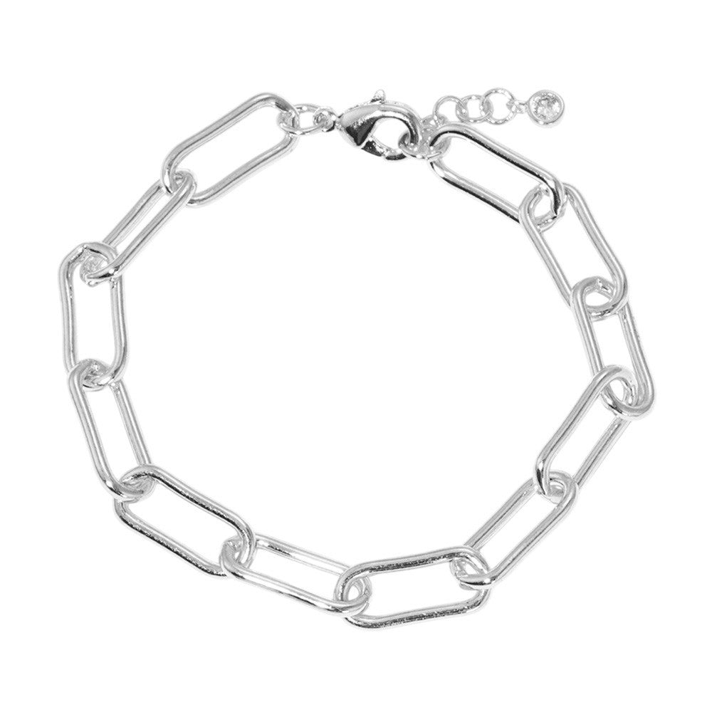 Gold & Silver Paperclip Chain Link Bracelets  Set Adjustable Fashion Jewelry