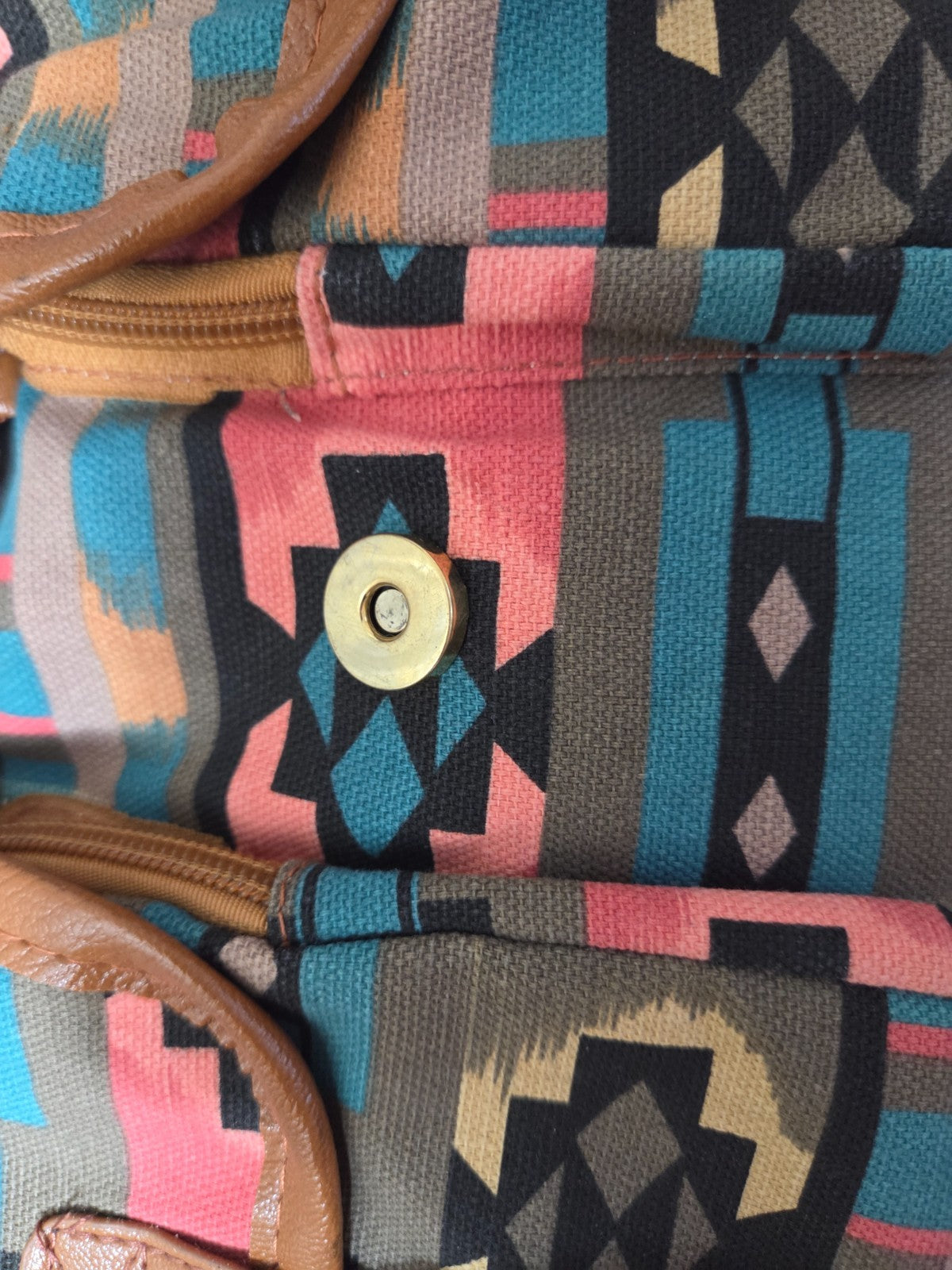 Boho Aztec Print Backpack for Women with Drawstring Top and Snap Front Closure