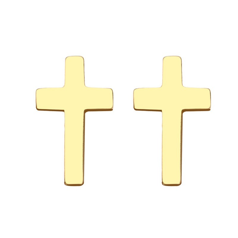 2pcs Minimalist Cross Stud Earrings Set Gold Silver Tone Stainless Steel