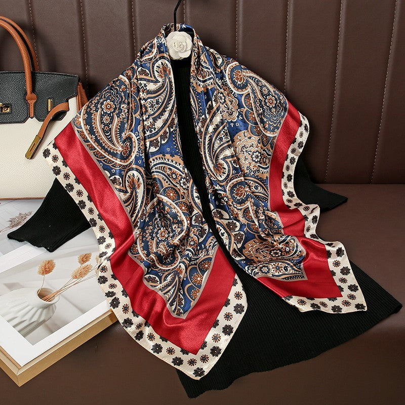 Vintage Style Paisley Square Scarf 35 x 35 inches Polyester Silk Feel