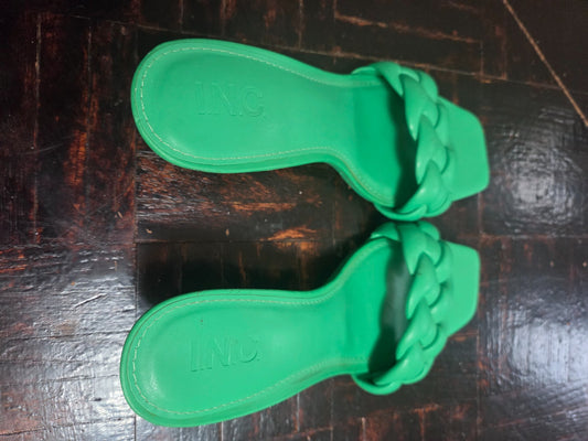 Mix No 6 Green Cushion Fabric Slip On Sandals for Women Kitten Heels White 6.5