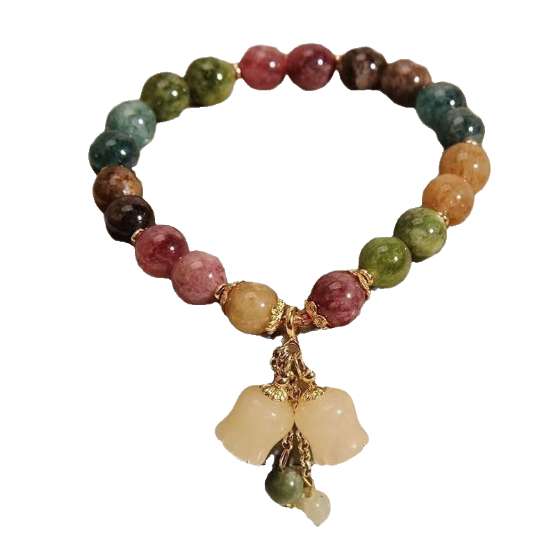 3 PC Adjustable Colorful Gemstone Beaded Bracelet Flower Charm