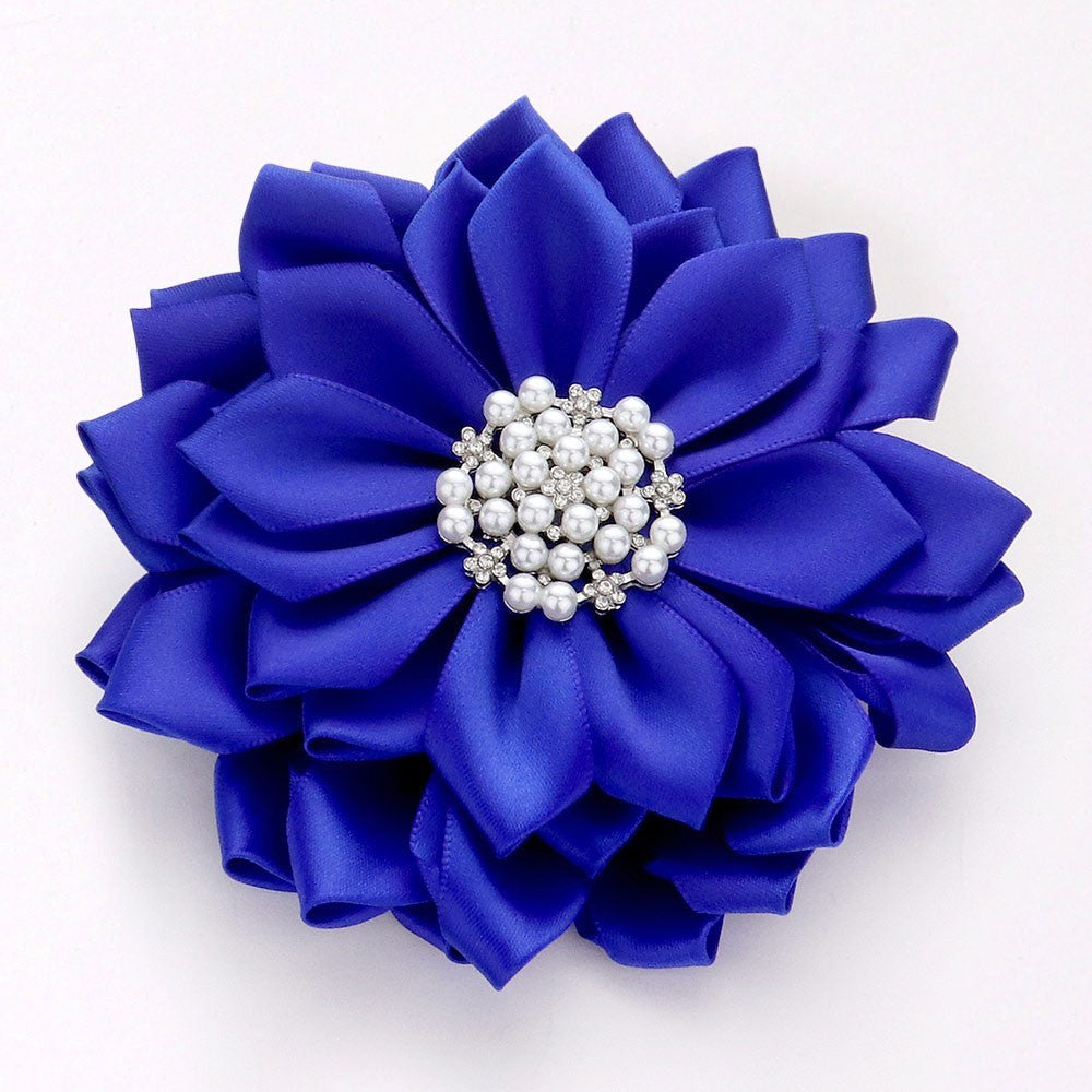 Pearl Flower Ribbon Brooch Hair Clip Women’s Dual Use Elegant Wedding Party Pin