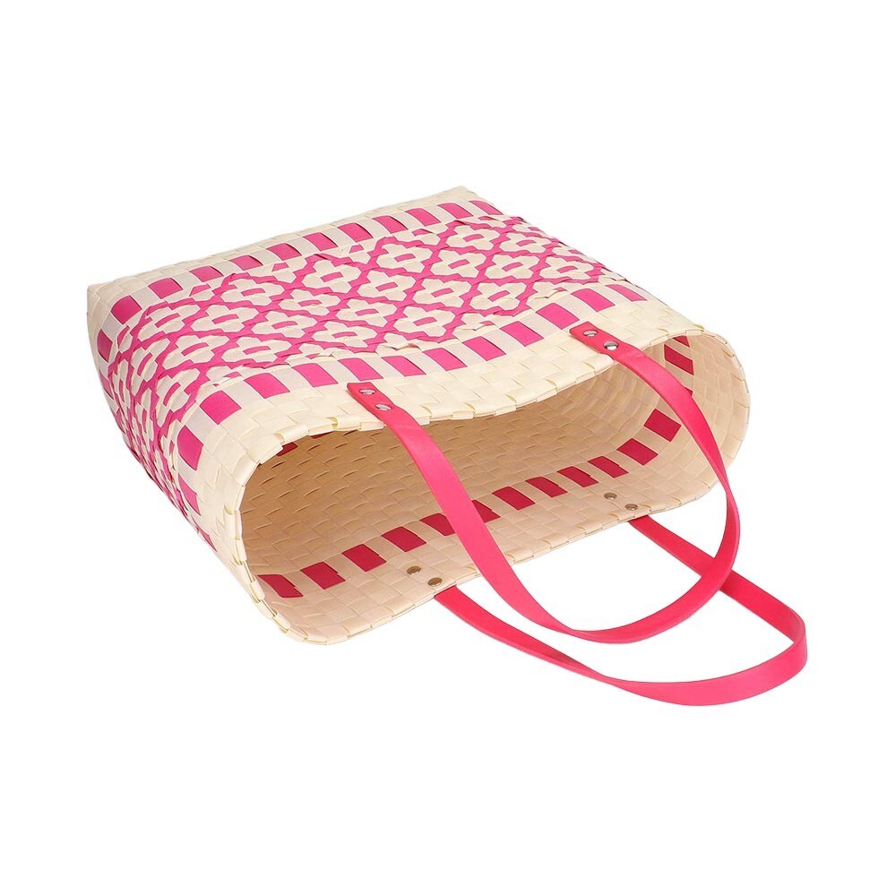 Quatrefoil Patterned Basket Weave Tote Bag Shoulder Bag Stylish Everyday Carry