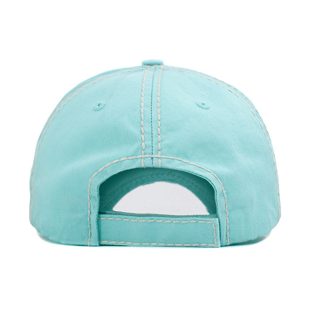 Walk by Faith Distressed Turquoise Baseball Cap  2 Corinthians 5:7 Scripture Hat