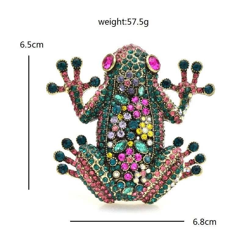 Luxury Big Frog Multi-color Rhinestone Shining Animal Brooch Pins for Women