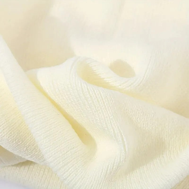 2pcs Black & White Knit Beanies – Gothic Embroidered Logo, Unisex Streetwear Hat