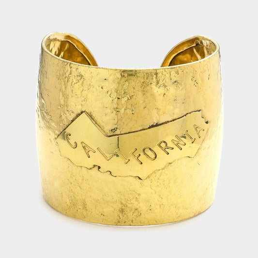 2-Pack! Wide Hammered California Cuff Bracelet Set | Gold Tone & Patina Copper