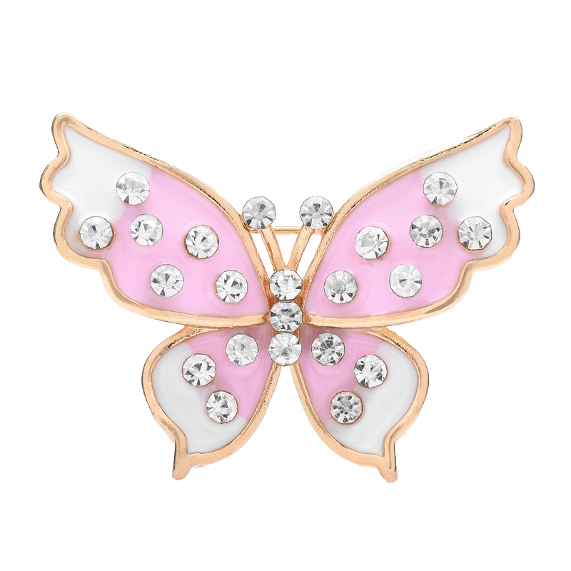 2pcs Butterfly Brooch Pin Enamel Crystal Gold Tone Cute Insect Jewelry Set