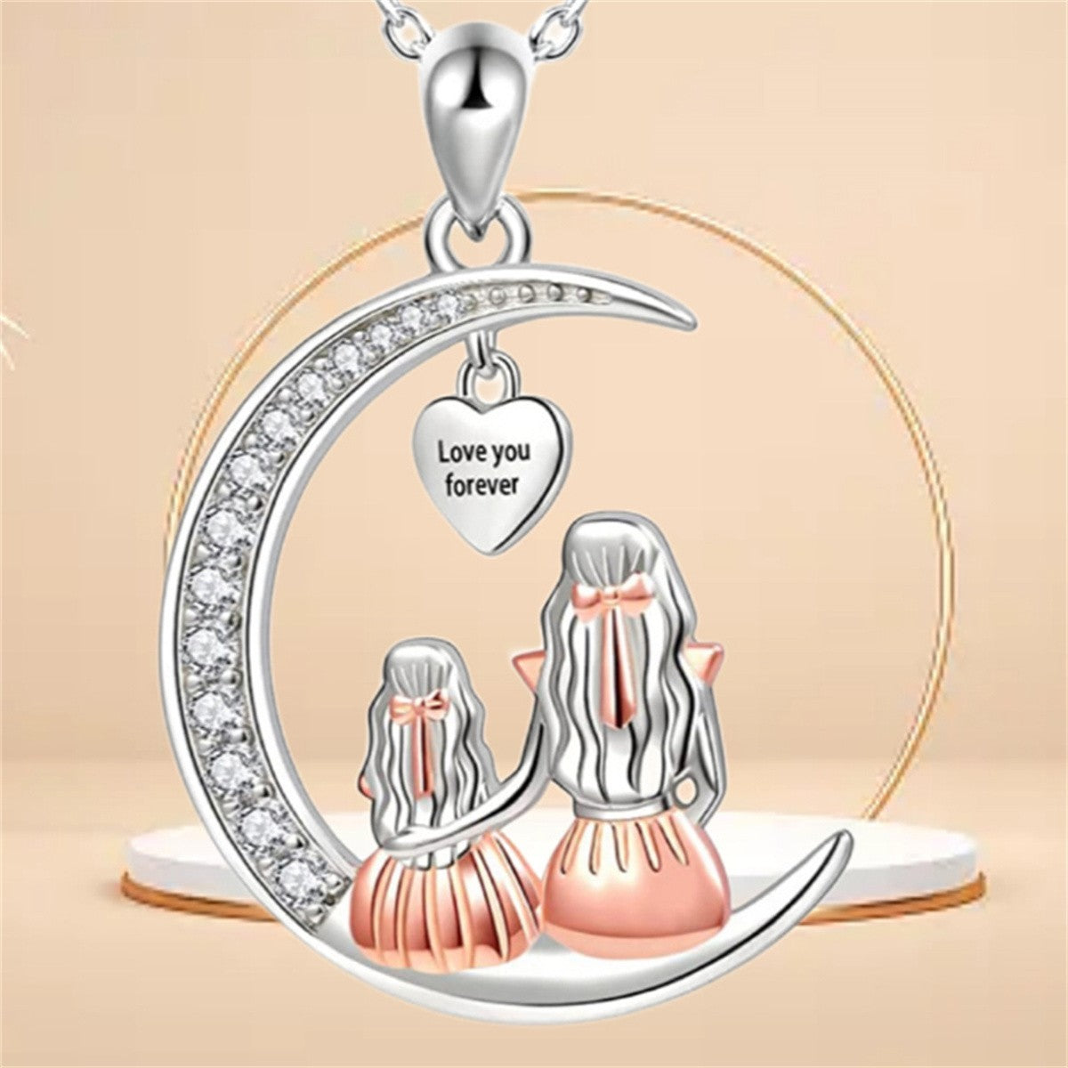 2-for-1 Mother Daughter Necklace Set - "Love You Forever" Heart Pendant Gift