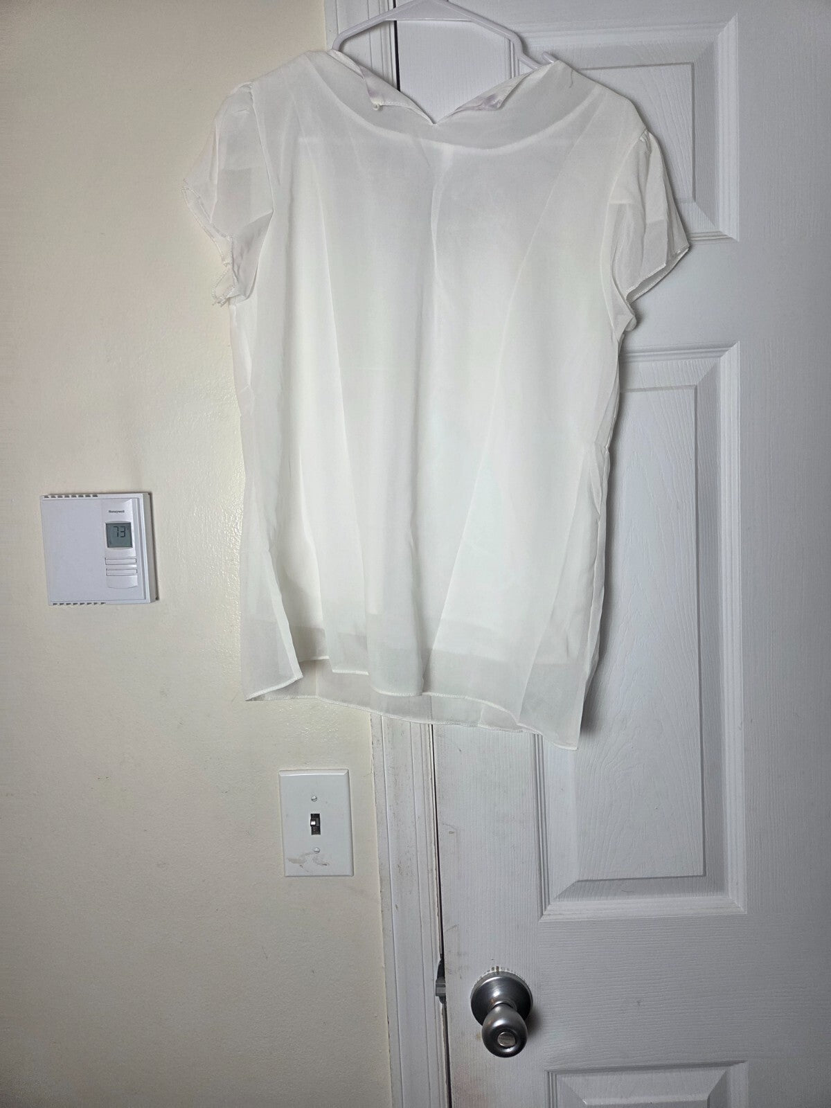 Studded Neckline Chiffon Blouse for Women Size XL Lightweight Sheer Top Ladies