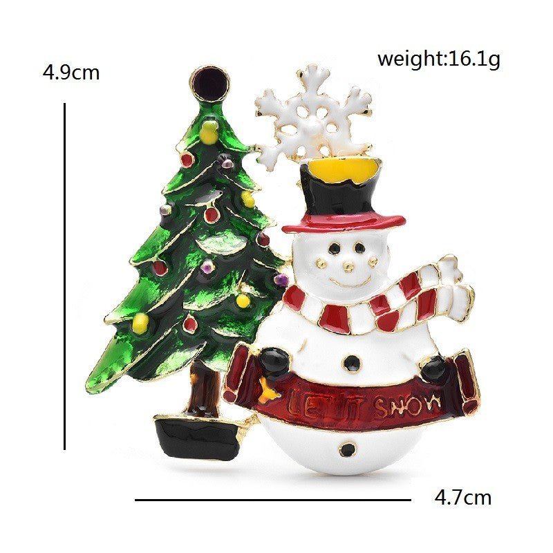 Snowman Christmas Tree Pin Holiday Brooch Winter Accessory Let It Snow