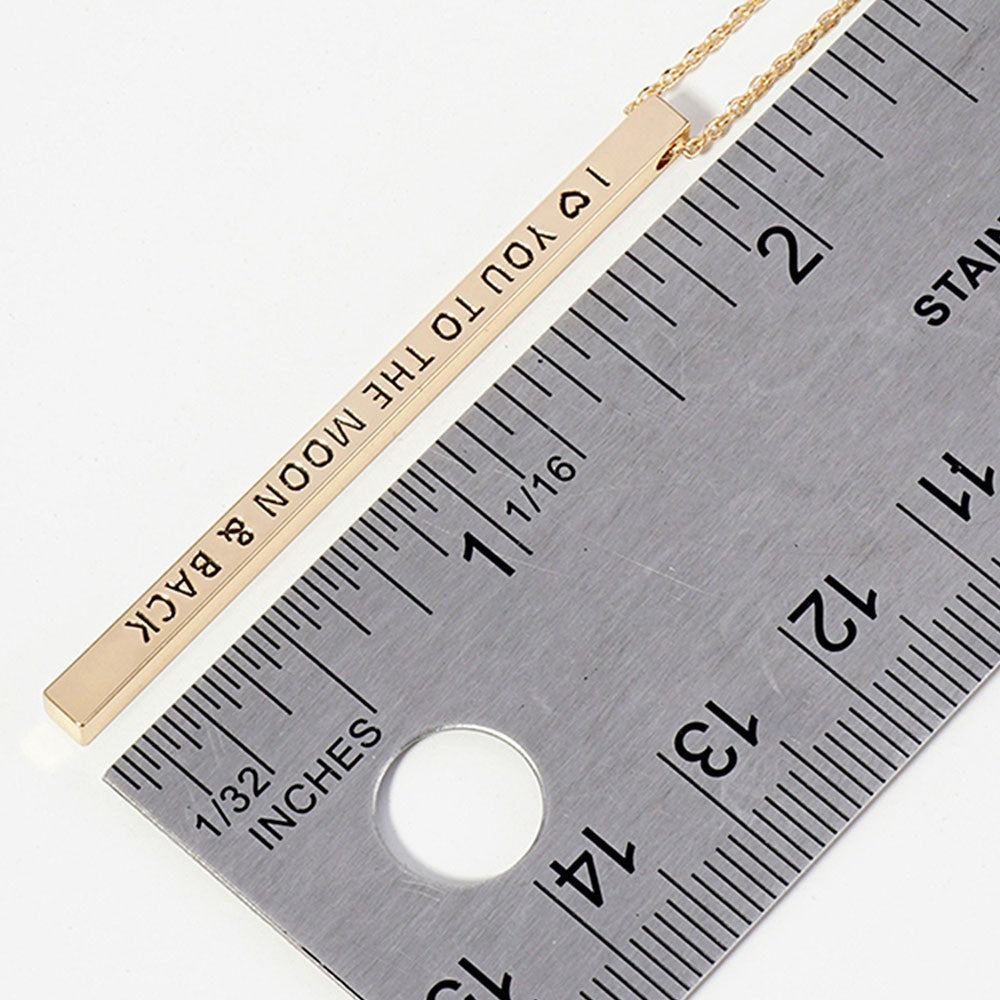 I Love You To The Moon & Back Bar Necklace Set - Gold & Silver Tone Brass Gift