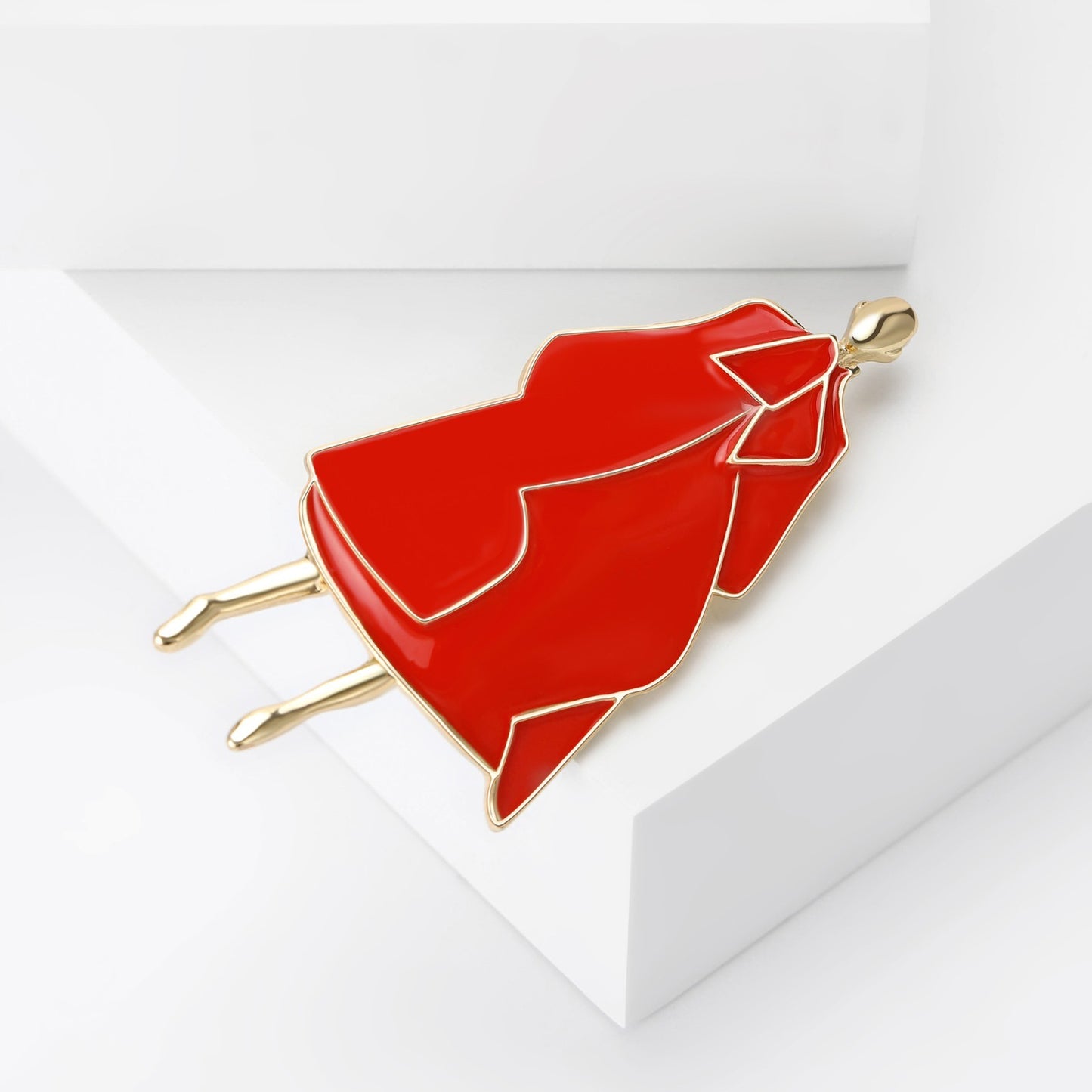 2PC Abstract Fashion Lady Enamel Brooch Set Red & Black Gold Tone Pin New