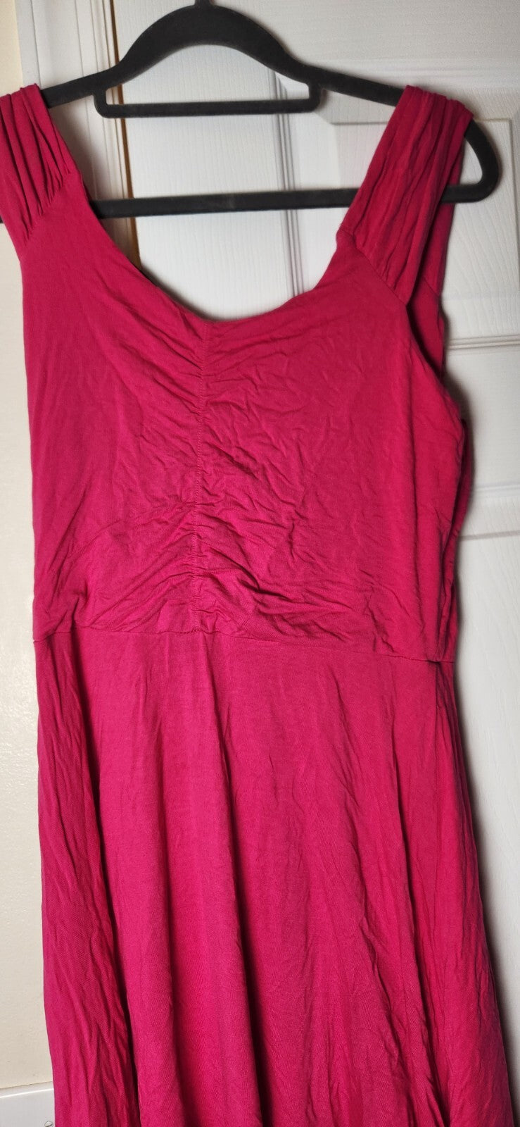 Women's Pink Midi Dress Sleeveless Hot Pink Dresses for Ladies Knee High Outfit