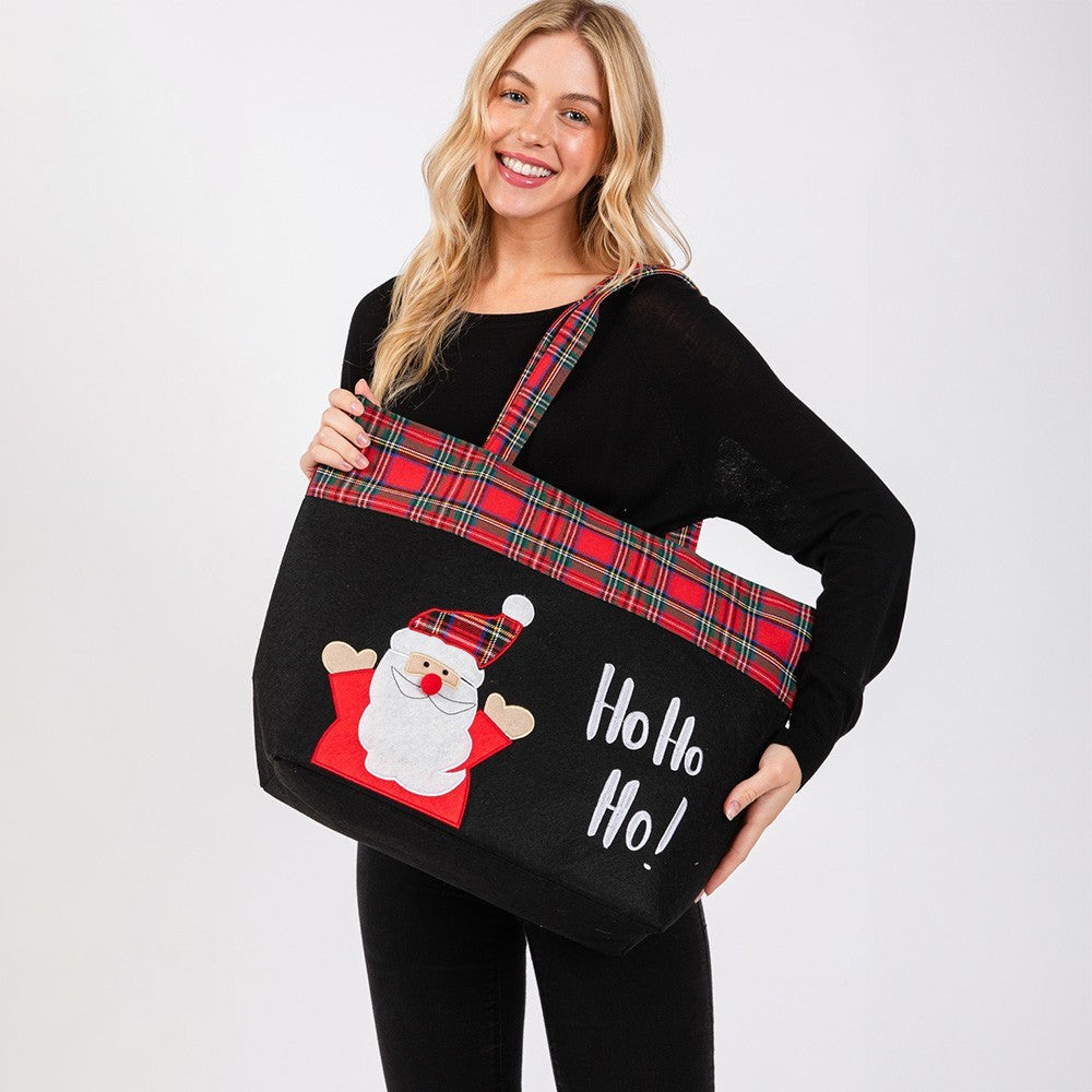 Let It Snow Snowman Christmas Tote Bag Holiday Shopping Reusable Shoulder Bag