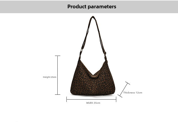 Trendy Leopard Print Canvas Shoulder Bag Adjustable Strap Tote Purse Handbag