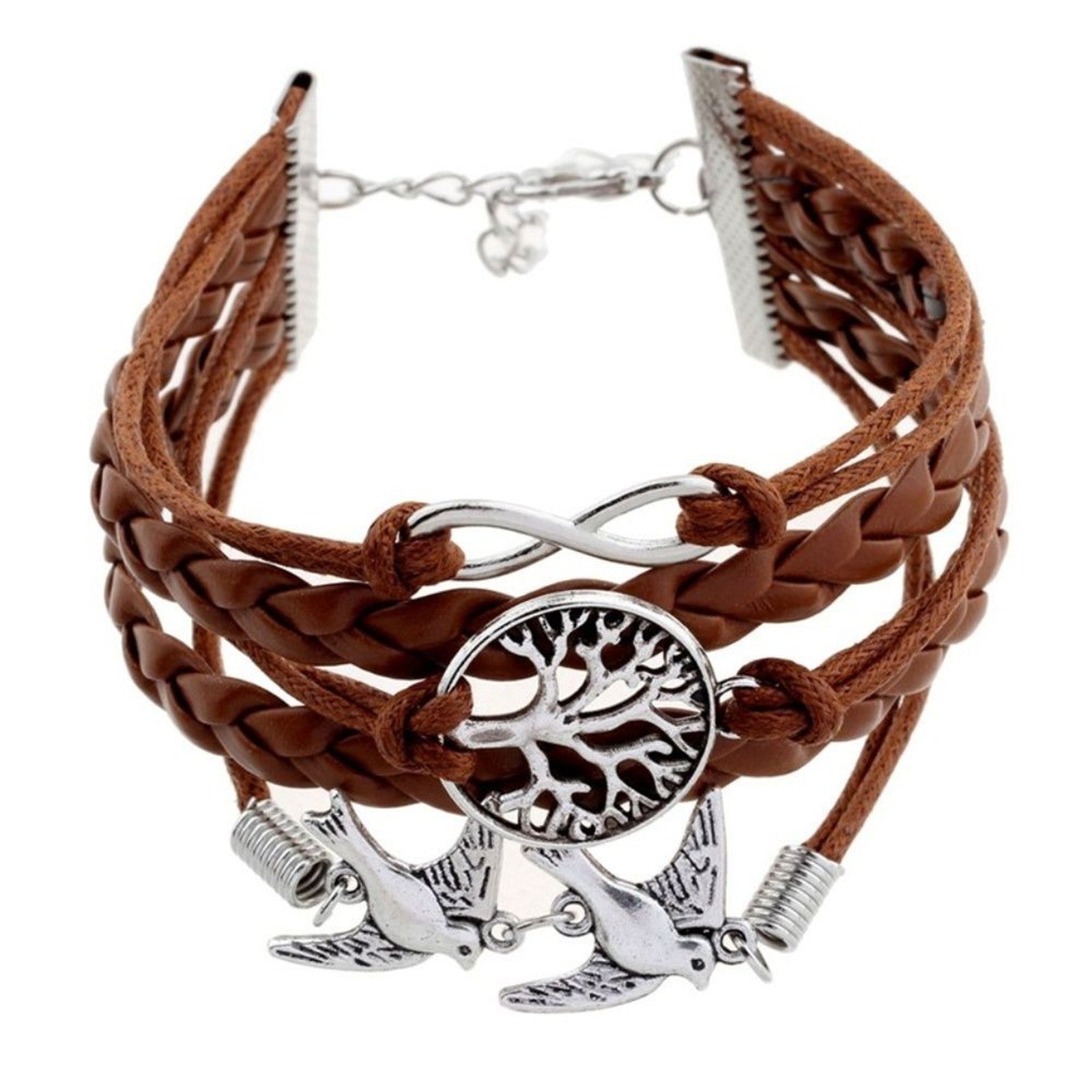 2pcs Infinity Anchor Bracelet Handmade Wrap Friendship Black & Brown Bracelets