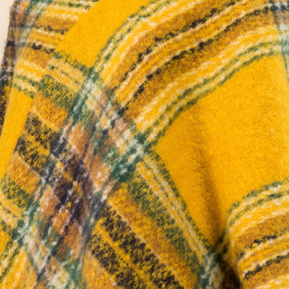 Plaid Poncho Women Fringe Hem Knit Shawl Wrap Cape Winter Layering Cozy