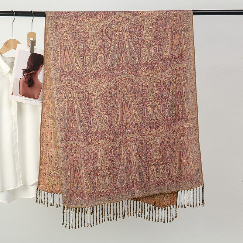 Vibrant Multicolor Cashmere Feel Polyester Paisley Shawl Wrap Scarf Gift