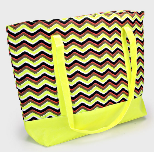 Zig Zag Pattern Fashion Tote Bag Casual Shoulder Bag Travel Shopping Handbag